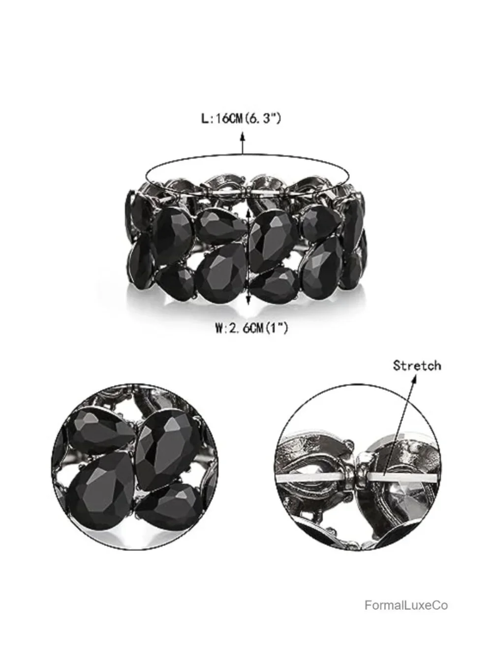 Art Deco Rhinestone Crystal Stretch Bangle Bracelet for Women Bridal Wedding